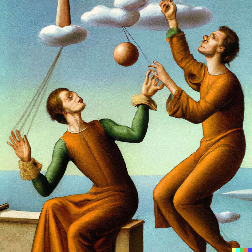 the discovery of gravity, painting, renaissance style